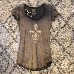 Women’s Velvet Stone Buckle Rhinestone shirt Med